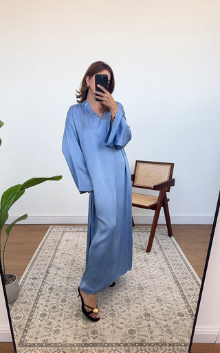 Long satin dress blue - Vana - Fash Focused