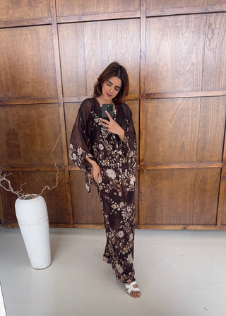 Coco floral chiffon silk coord- Neva - Fash Focused