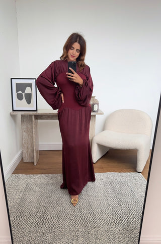 Burgandy long sleeve dress- bou - Fash Focused