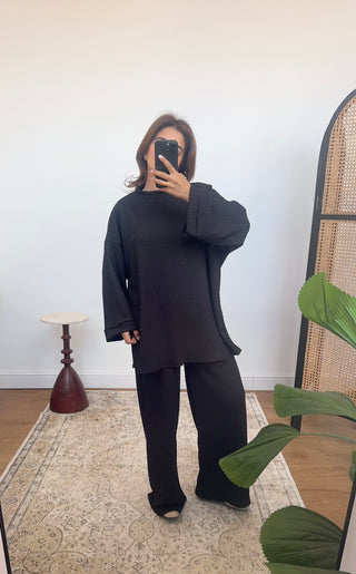 Black textured coord - aven