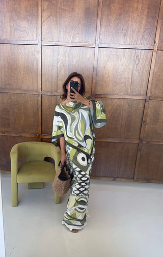 Green mosaic printed coord- serafina