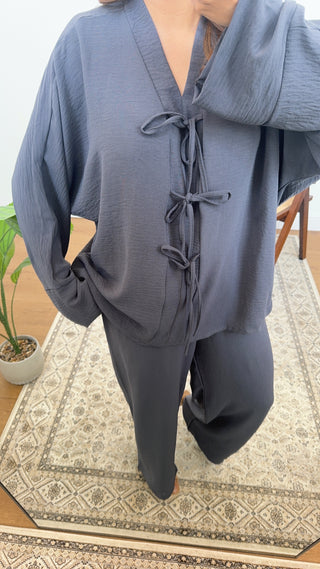 Charcoal bow coord-hari - Fash Focused