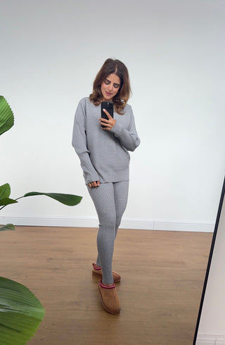 Grey Ribbed Co-ord Ivy - Fash Focused