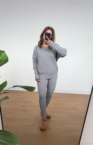 Grey Ribbed Co-ord Ivy - Fash Focused
