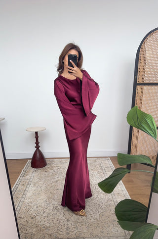 Azli dress burgandy - Fash Focused