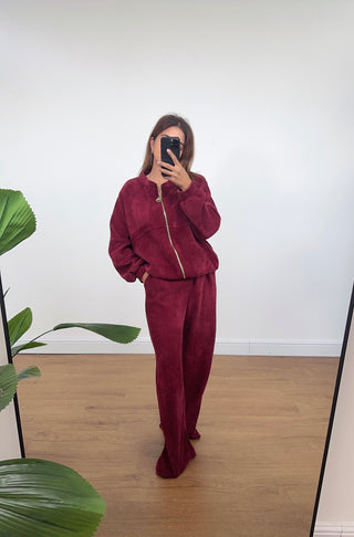 Fash Focused – Wine velvet modest two-piece set – Relaxed winter style